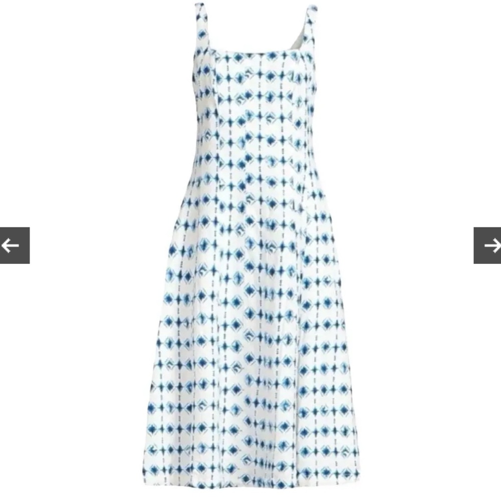 Christian Lacroix Blue and White Geometric Midi Dress